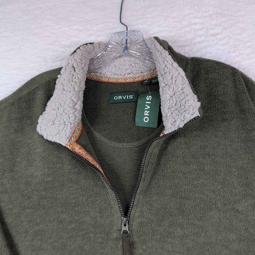 NWT Orvis Men's XL Mountain View 1/4 Zip Pullover Olive Green Sweater Fleece